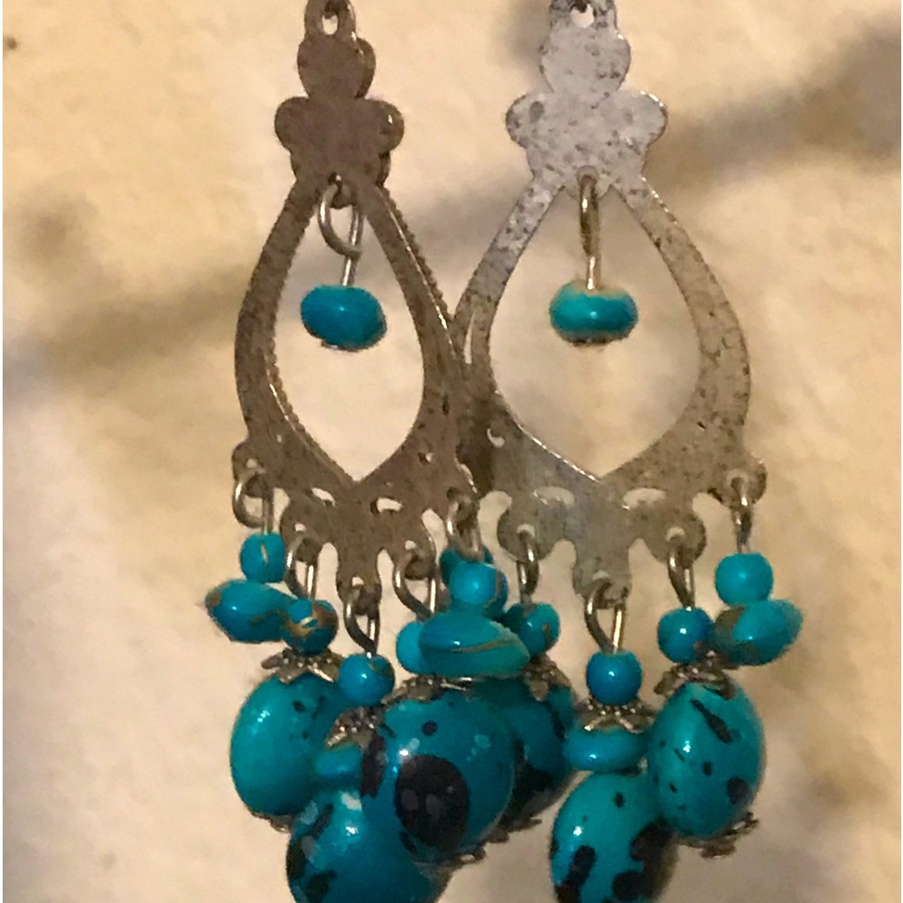 BOLD sexy turquoise pendant-Gypsy Morrocan dangling turquoise earrings $19